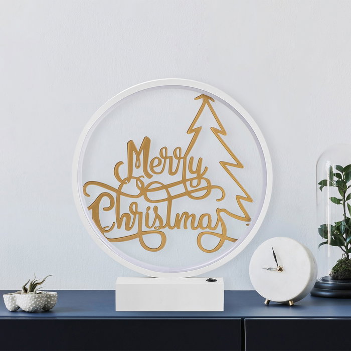 Opviq Lámpara de mesa XMAS10 Blanco y Dorado